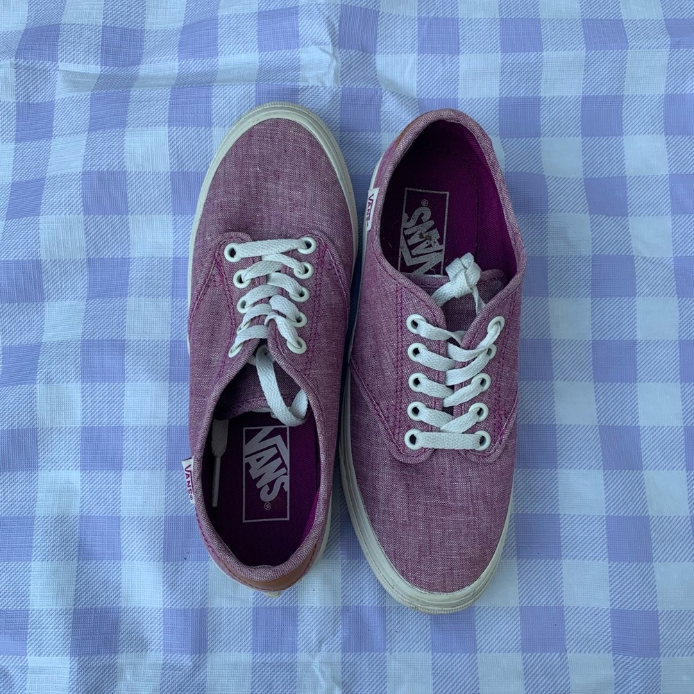 Vans Authentic Canvas Shoes Eggplant Heather with Brown Leather Accents